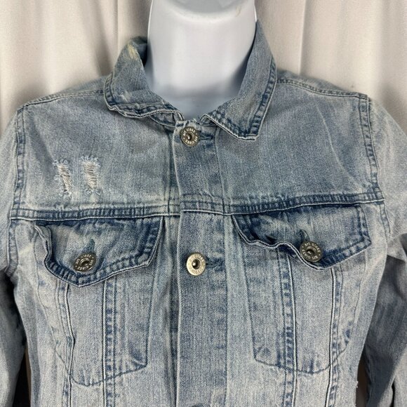 Art Class Denim Jacket For Kids Large 10/12 Distressed Button-Up Design - Picture 2 of 6